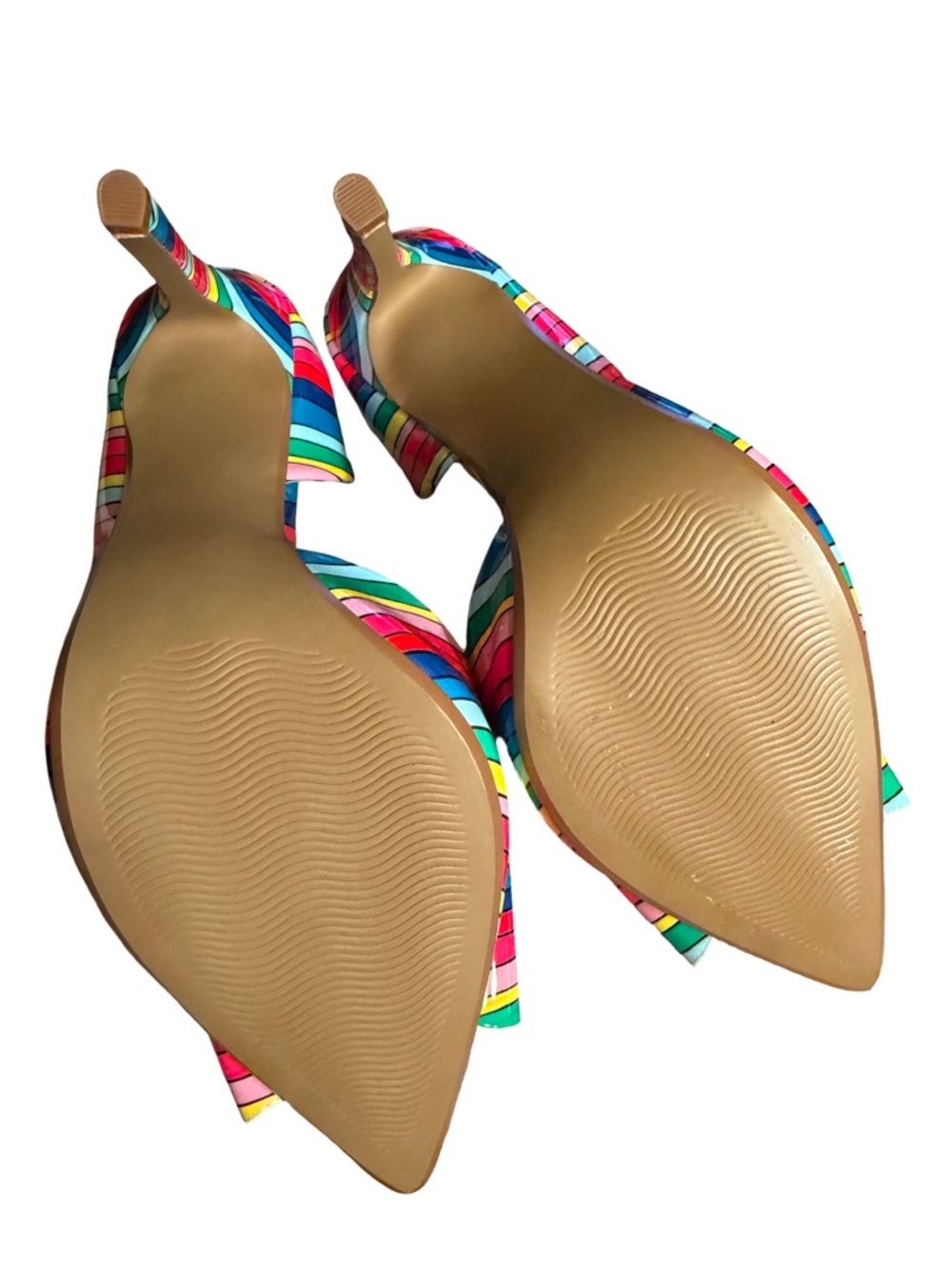 Betsey Johnson Sz 6 Stunning Multicolor Striped Pointed-Toe High Heels (SH312) - Picture 8 of 9